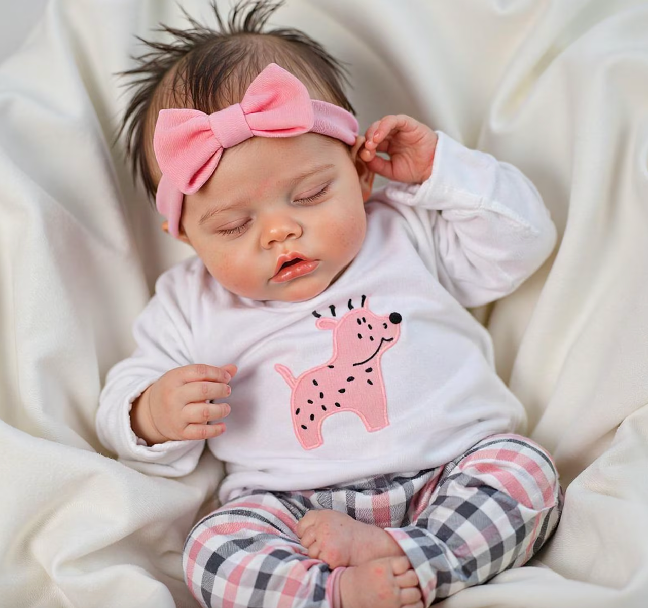 S.uper Sweet Sleeping Reborn Baby Girl N.ewborn Doll with Soft Brown Hair