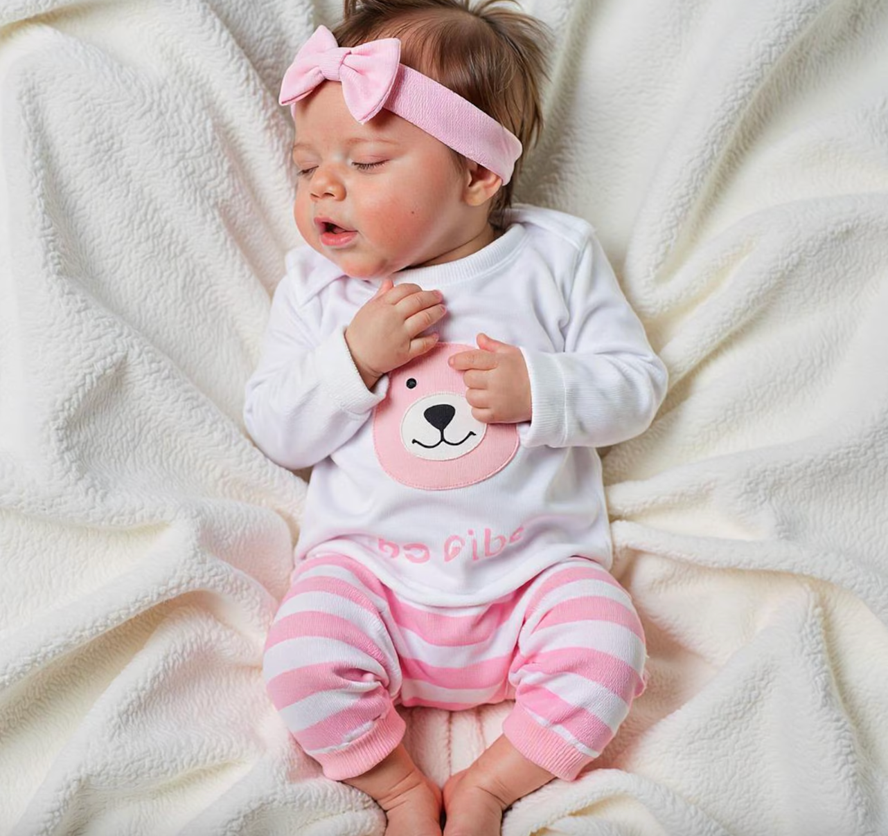 S.uper Sweet Sleeping Reborn Baby Girl N.ewborn Doll with Soft Brown Hair