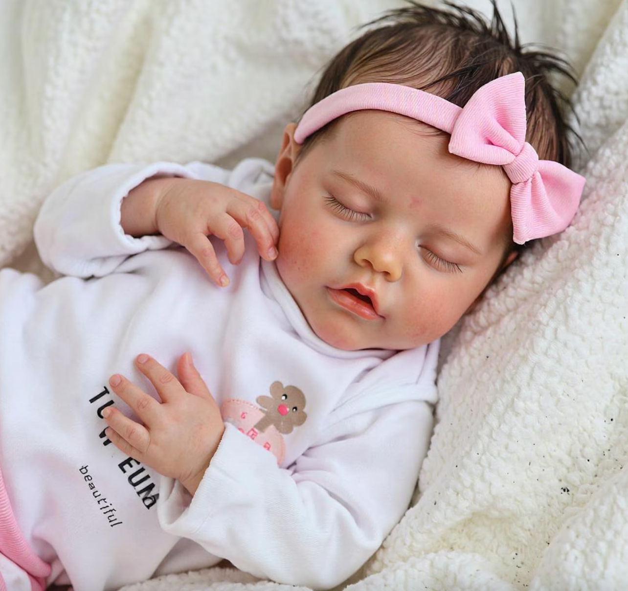 S.uper Sweet Sleeping Reborn Baby Girl N.ewborn Doll with Soft Brown Hair