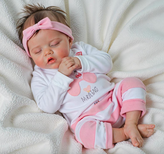 S.uper Sweet Sleeping Reborn Baby Girl N.ewborn Doll with Soft Brown Hair